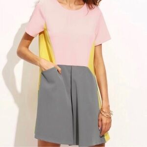 Shein Womens Pocket Color Block Dress Size S